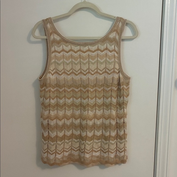 Sigrid Olsen Linen Blend Top Knit Tank Top Missoni Like Print - Picture 3 of 5